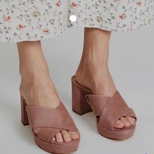 Sam Edelman Jayne Dusty Rose Suede Chunky Block Mules womens  8